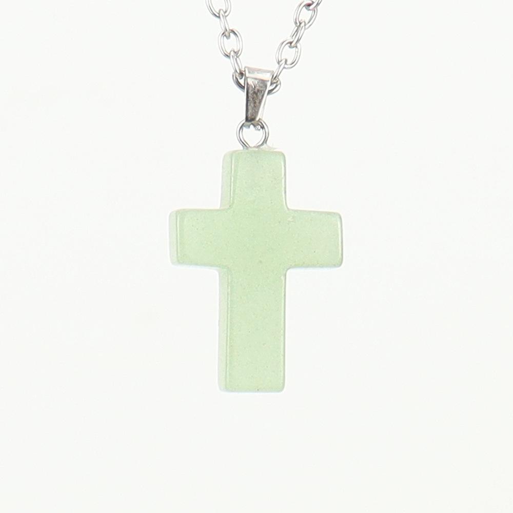 Natural Crystal Stone Tiger Stone Blue Gold Agate Cross Pendant Necklace N625