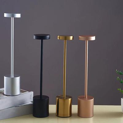 Kovová LED stolní lampa USB dobíjecí Jas noční světlo 3barevné dotykové stmívací noční světlo pro ložnici restaurace