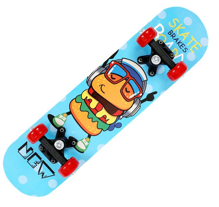 60Cm Skateboard Beginner Kids Cartoon Skateboard Maple Wood Deck Skate Board Outdoor Long Board Double Rocker Skateboard Child