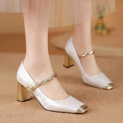 New Chinese Style Mary Jane Single Shoes 2025 New Square Head with Versatile High Heels Women's Shoes Fashion Shoes