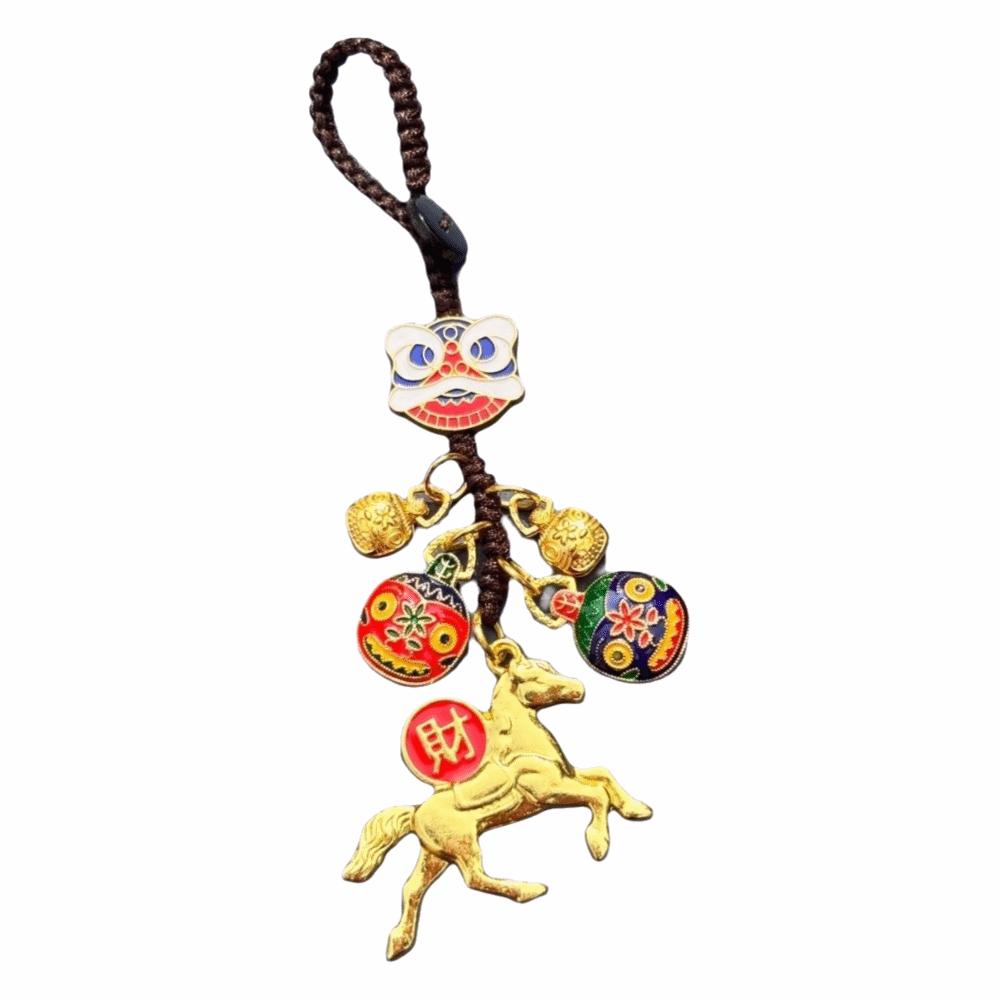 Retro Chinese Phone Chain Cute Fortune God Keyring Hand-woven Plutus Lucky Keychain  Decoration