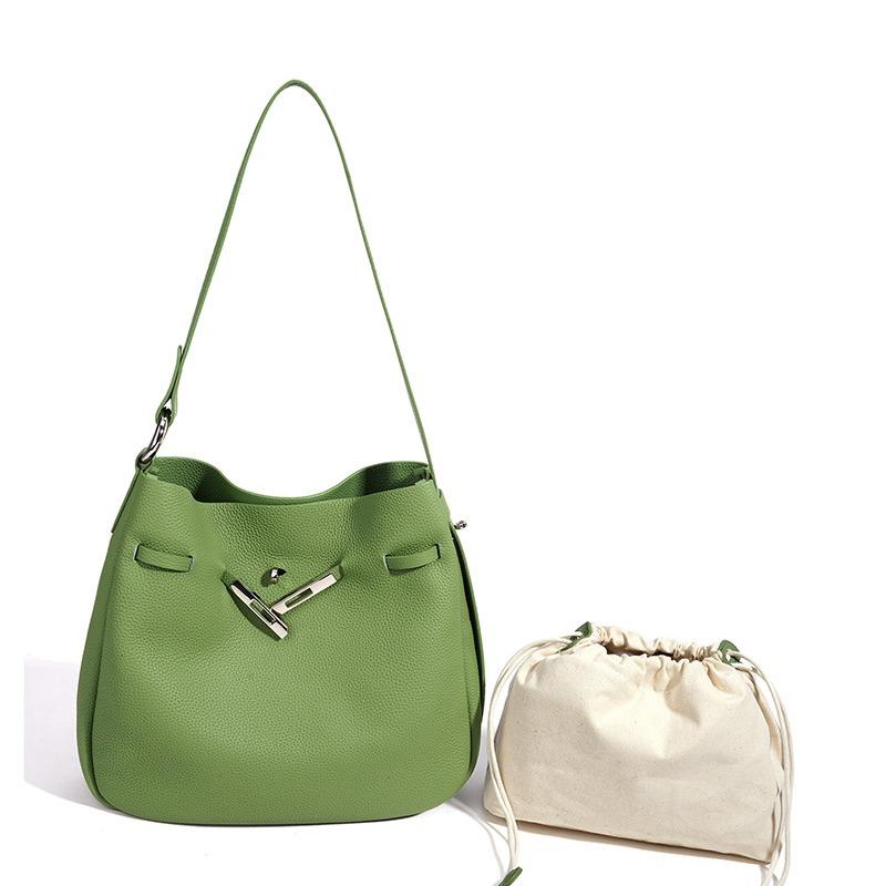 Crossbody bag women's casual leather bucket bag women's new relaxation large capacity lazy wind commuter shoulder bag women