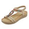 2026 Summer Shoes Women Bohemia Style Sandals Summer Holiday Flat Fashion Brand Ladies Sandals Black Gold Plus Size 42