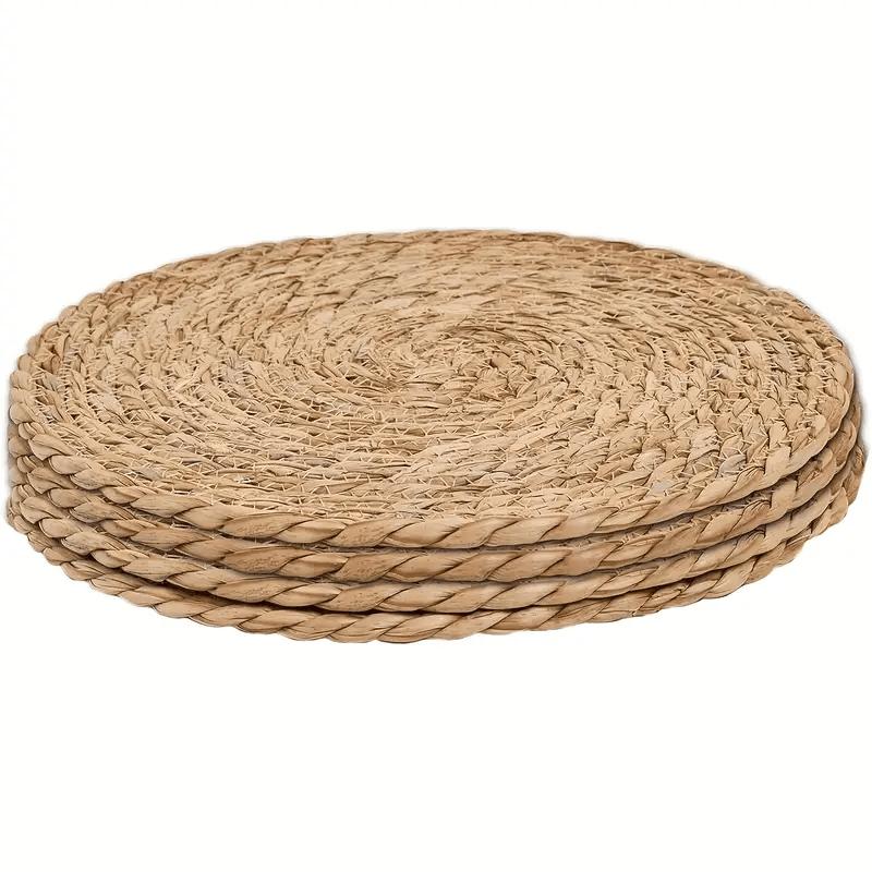 

2 pcs Round Rattan Placemats - Non-Slip Washable Rustic Grid Table Mats for Home Dining & Wedding Decor, Vintage Style Kitchen & Restaurant 2 pcs/pack дубильная кора
