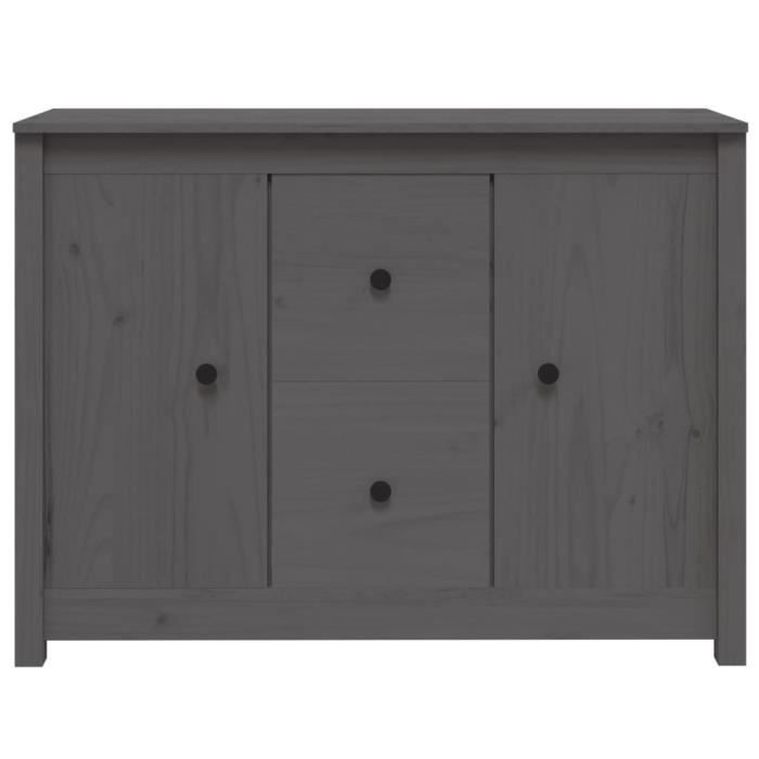 814566 vidaXL Buffet Gris 100x35x74 cm Bois massif de pin