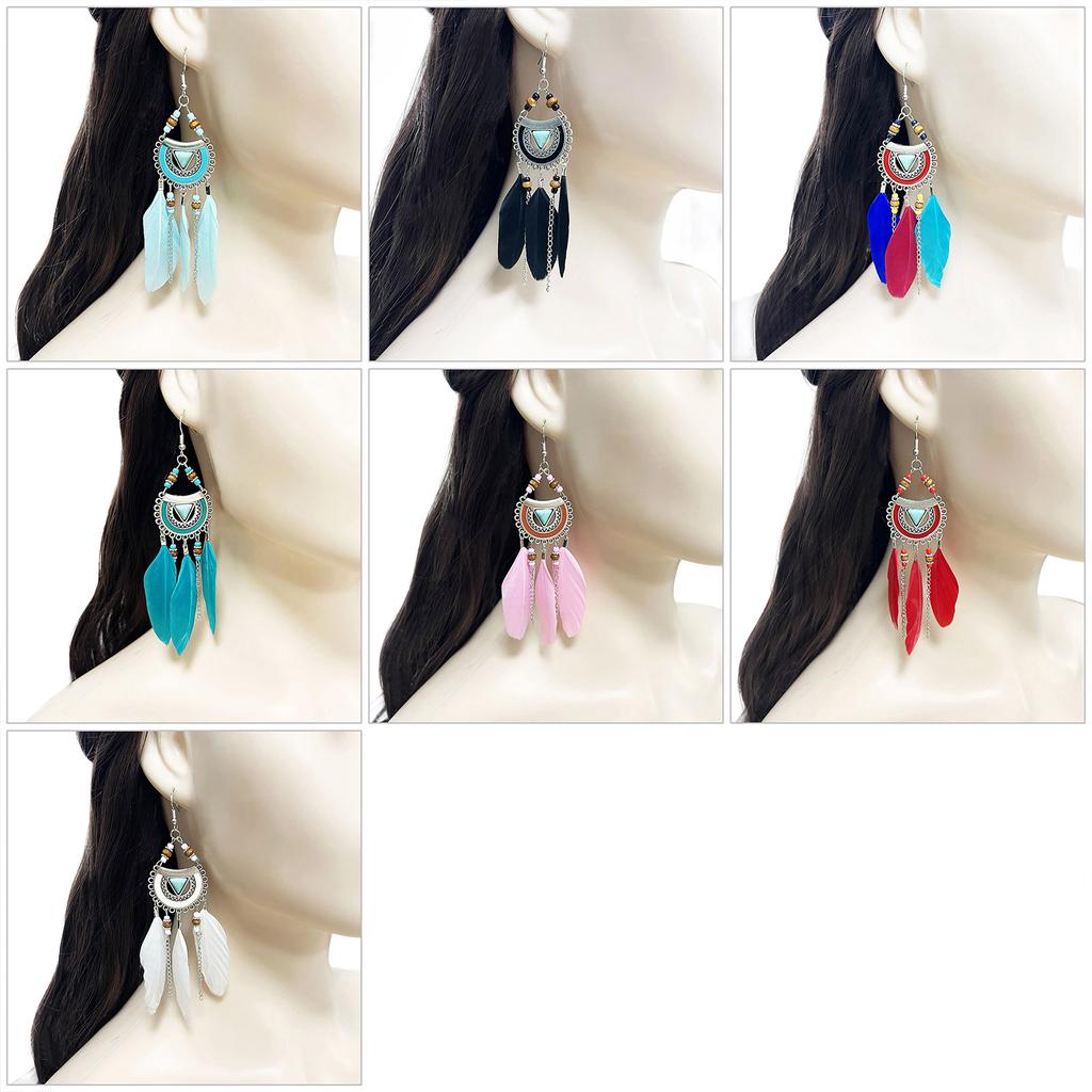 Elegant Feathers Drop Earrings With Moving Tassel Design Perfect For Parties And Daily Wear
