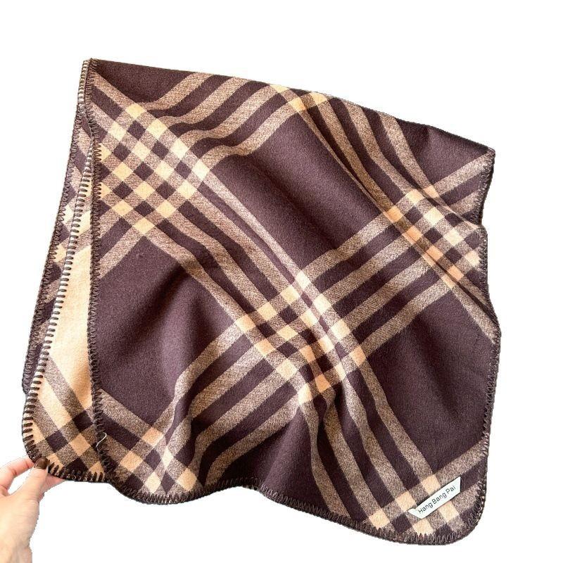 Black imitation cashmere scarf women's winter high-end sense double-sided plaid pattern warm scarf thickened versatile shawl