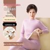 Gujin Women's Half-High Collar Cashmere Silk Thermal Underwear Set