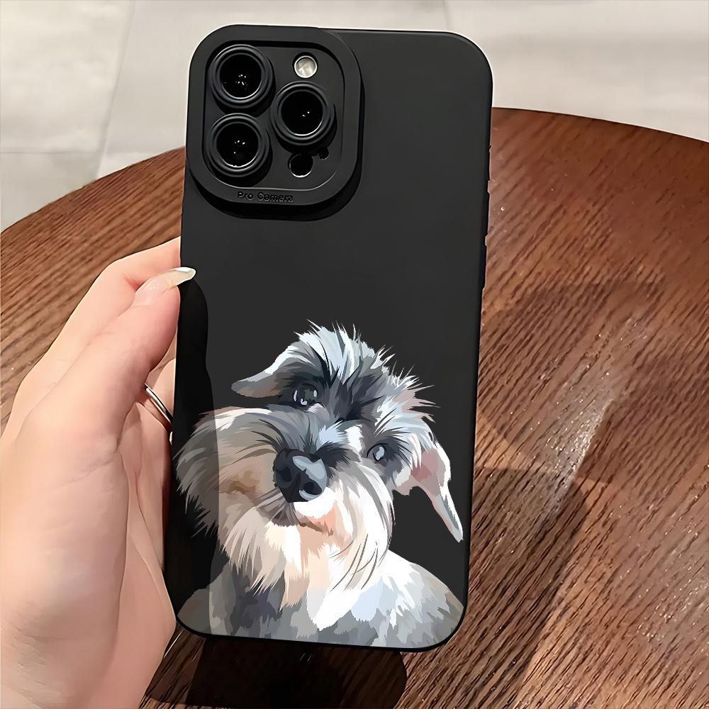 Cute Schnauzer Dog Aesthetic Phone Case for iPhone 17 16 15 14 13 12 11 Pro/ Max/Plus Anti-fall and Shock