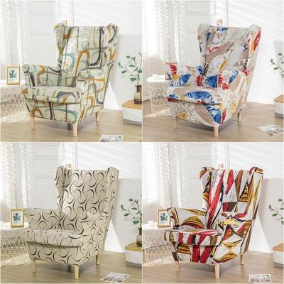 Floral Wing Chair Cover Stretch Spandex Armchair Covers Nordic Elastic Removable Relax Sofa Slipcovers With Seat Cushion Covers