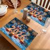 6PC Flat Printing Placemat Wishing You A Bright and Cheerful New Year 2026 Daily Dining Decoration Party Tableware