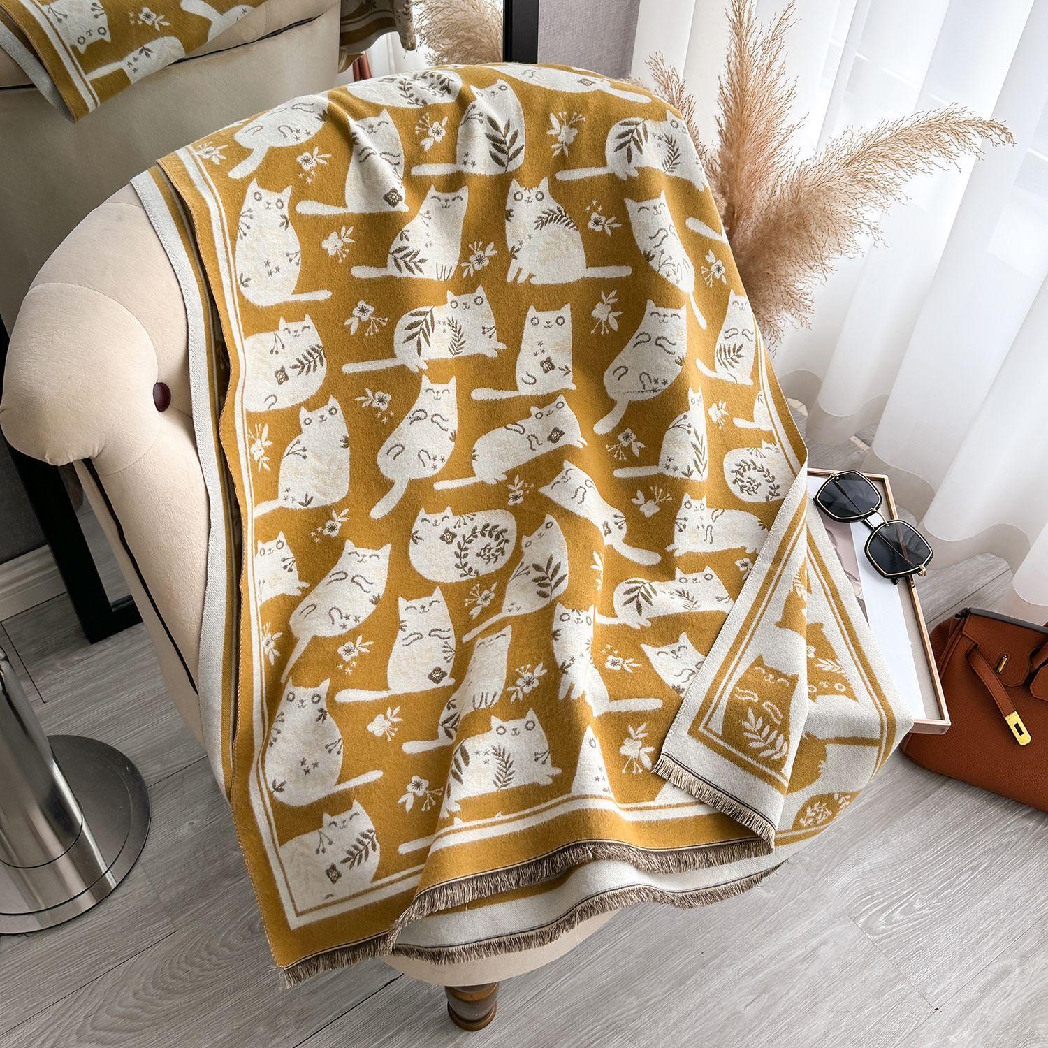 

Кремовий солодкий вітер котячий імітація кашемірового шарфа жіночий корейська версія універсальний милий студентський шарф шаль на вулицю 185cm жовтий