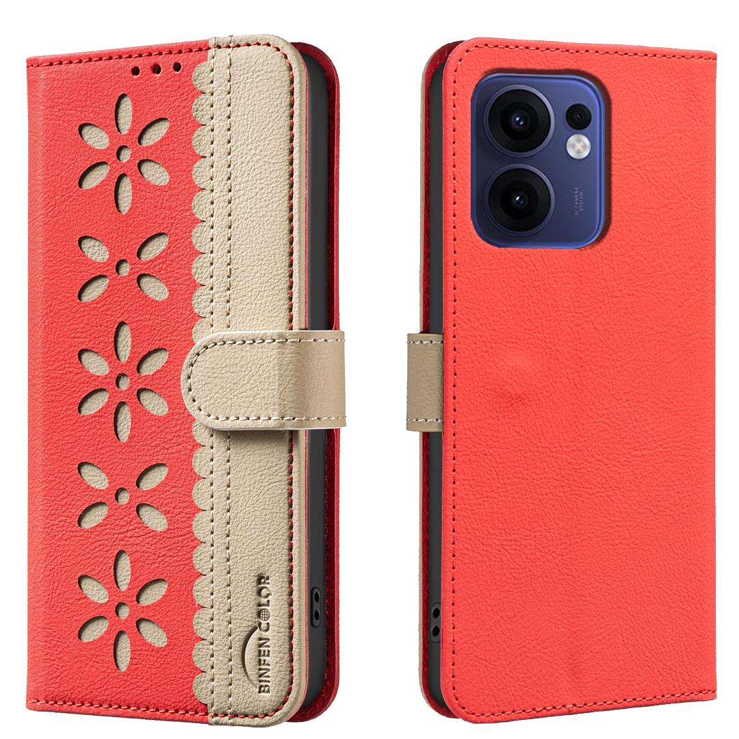 

For Oppo Reno13 F 5G (Reno 13 FS 5G)/4G Leather Case BINFEN COLOR BF36 Floral Pattern Phone Cover RFID Blocking Wallet Stand D