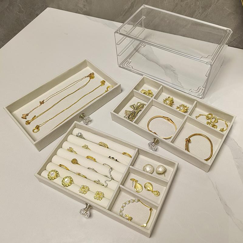 Drawer Jewelry Box Storage for Women Plastic Jewelry Boxes Organizer Ring Necklace Bracelet Earrings Transparent Display Stand