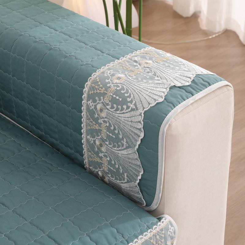 Kostkovaná krajka zdobená protiskluzový chránič potahu pohovky Lehátko Univerzální strečový polštář na rohovou pohovku Four Season 1/2/3/4místný