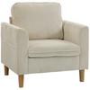 Corduroy Armchair, 1-Seater Sofa, Wide Seat, Spring Cushion, 83 X 74 X 87 Cm, Beige