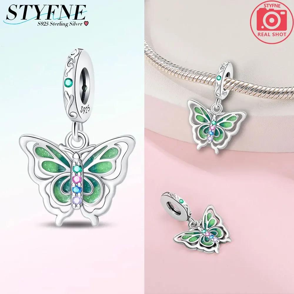 Charms Copper Butterfly Series Zircon Colorful Butterfly Beaded Pendant Fit Original Bracelet Diy Jewelry Making For Women