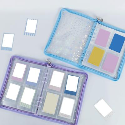 Zipper Binder Transparent Window Design Star Pattern PVC Cover Card Organizer with Multiple Slots Portable Card Holder Binder for Cards Photo Storage