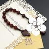Handmade Rosewood Mala 8mm with Simple Shale Background and Rope-Woven Design