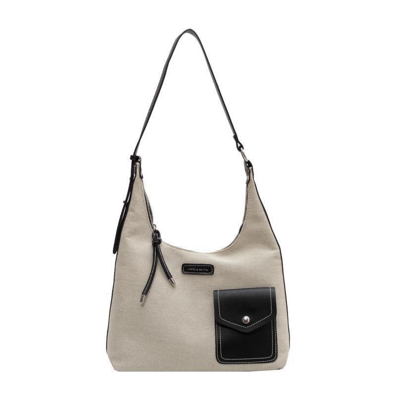 Black And Brown Canvas Tote Bag For Women 2024 Chic And Spacious With Color Block Design