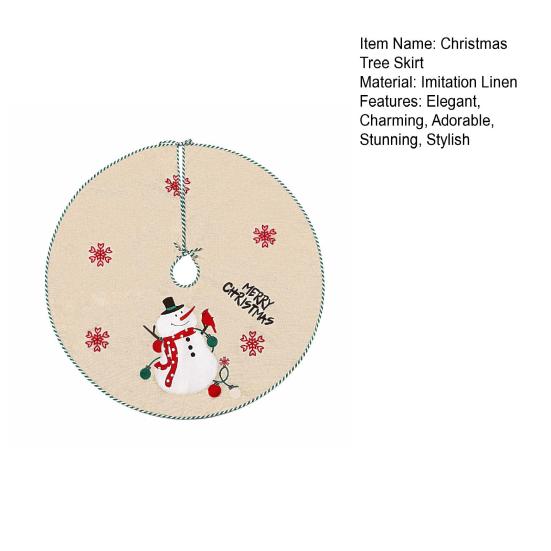 Christmas Tree Skirt 40 Inch Winter Snowman/Santa Claus Xmas Tree Mat Rustic Burlap Tree Skirt for Holiday Party Home Indoor Decorations
