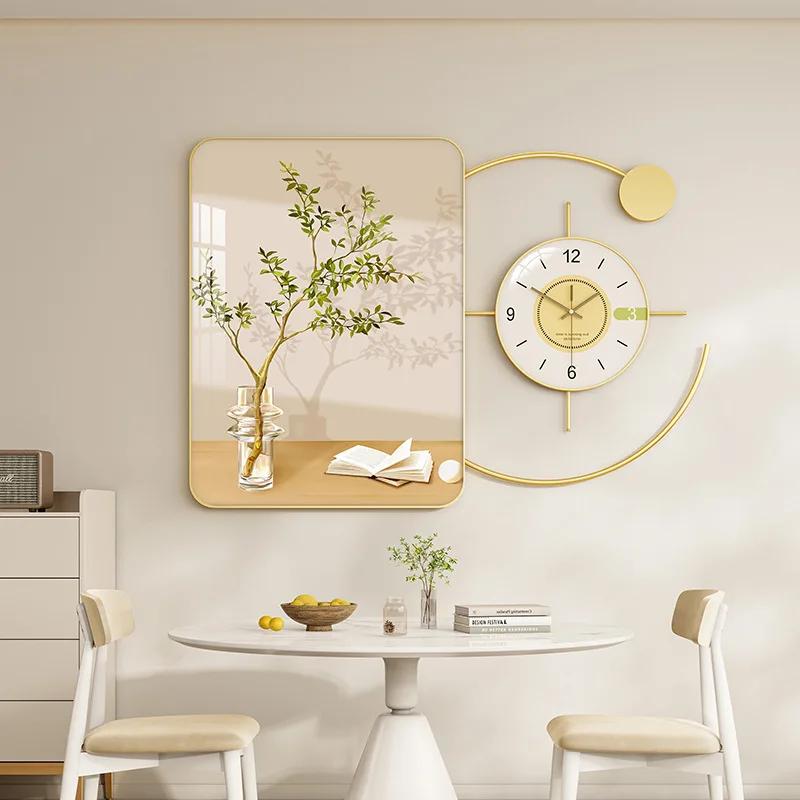 Modern style restaurant wall hanging jewelry crystal porcelain combination decoration hanging picture dining table wall clock