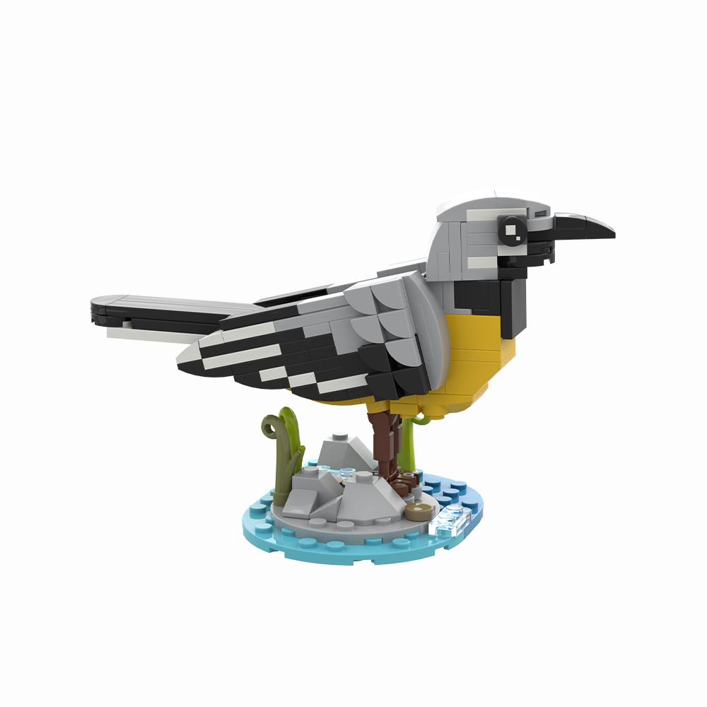 Gobricks MOC Grey Wagtail Building Blocks Animal Worlds Grey Wagtail Birds Bricks Model DIY Assembly Toys Kids Birthday Gifts