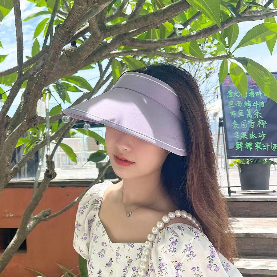 New Sun Hat Women's Sun Protection Hat Adjustable Empty Top Large Brim Summer Outdoor Foldable Sun Hat