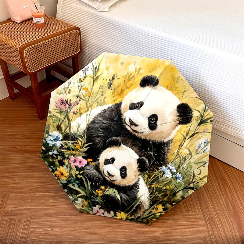 1 PC Automatic Folding Umbrella - Panda Pattern, Portable & Foldable Design with 8 Ribs, Christmas Birthday Gifts