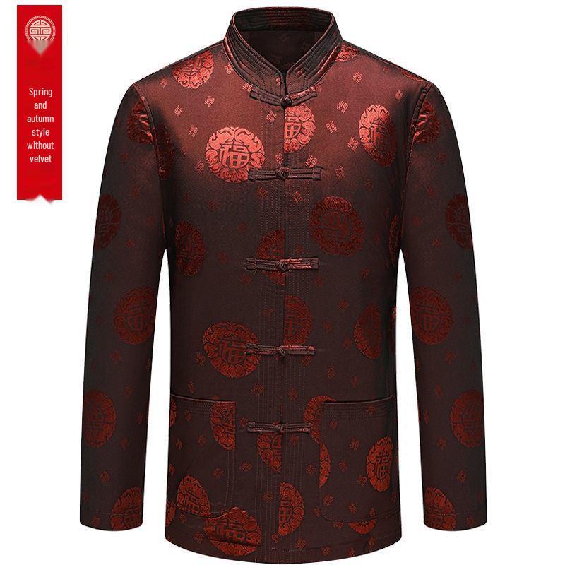 Men's Chinese Style Velvet-Lined Jacket for Autumn/Winter - Perfect for Dad or Grandpa
