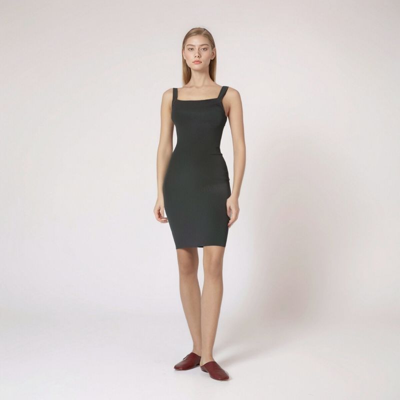 Pure Color Knitting Vest Dress Spring and Summer Sweet and Spicy Style Silm All-Matching Sheath Sleeveless Midi Dress Inner Wear Outer Wear