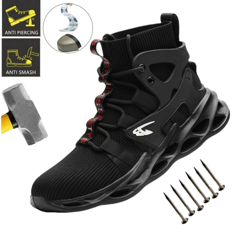 New Steel Toe Work Shoes Men Women Safety Shoes Cushion Work Safety Sneakers Anti-Smash Work Boots Breathable Shoes Male