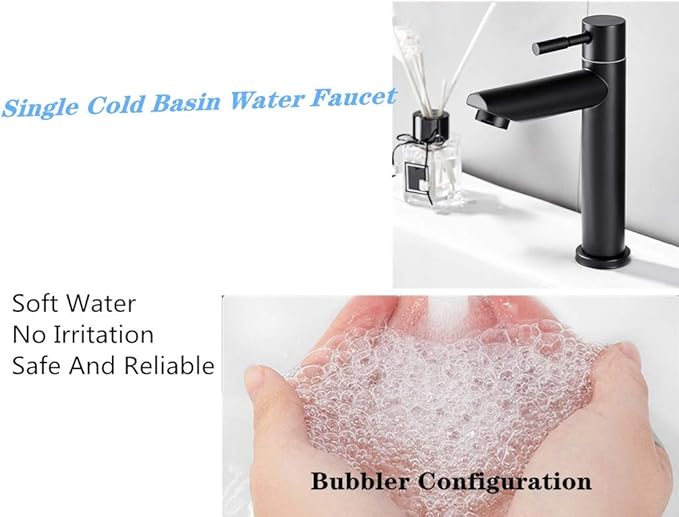 Crisis Single Cold Water Basin Faucet, Black Stainless Steel Kitchen Touch Sink Faucet