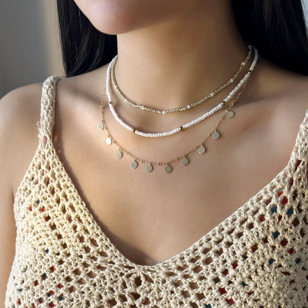 Multilayer Imitation Pearl Polymer Clay Beads Necklace for Women Bohemian Starfish Conch Shell Choker Chain Summer Jewelry Gift