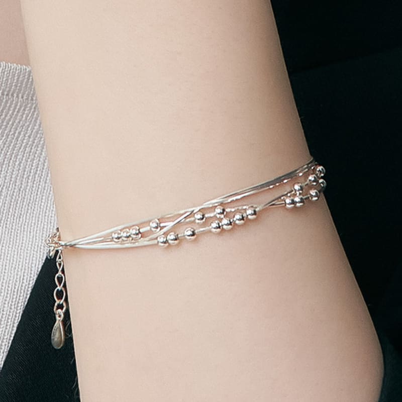 

UNI.J [Cotidiano]Silky Layered Ball Silver Bracelet Ib327 single