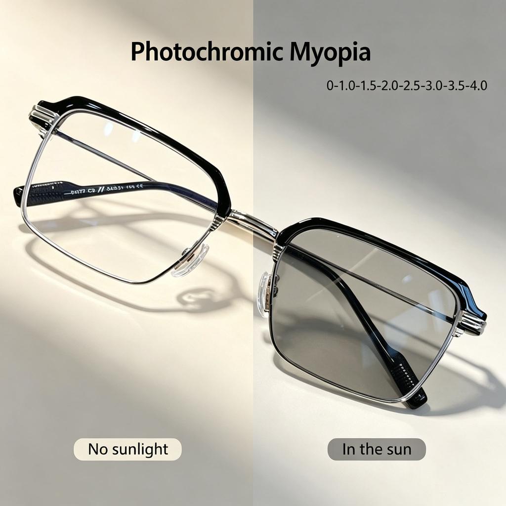 Nowe trendy Fotochromowe okulary krótkowzroczności Mężczyźni Kobiety Okulary zmieniające kolor Okulary przeciwsłoneczne anty UV Luksusowe okulary z minusem dioptrii 0~-4.0