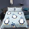 Cartoon Penguin Bedding Set Full King for Girls Boys Kids Room Dorm Funny Animal Printed Comforter Cover Penguins Bedding Set