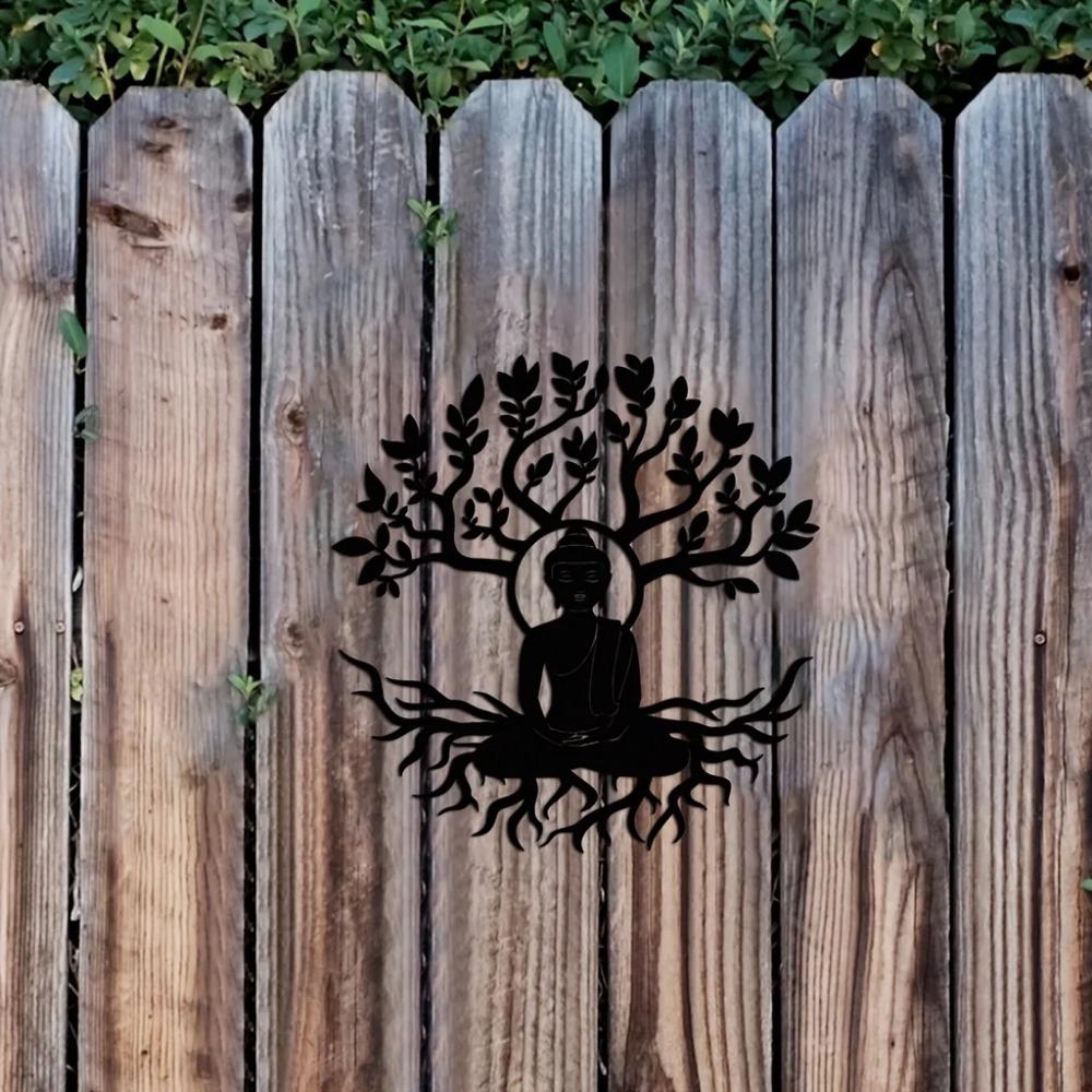 1pc Metal Wall Decor - Buddhism Theme Inspired Wall Art Decorations for Bedroom, Graceful Sticker Mural and Metal Wall Hanging