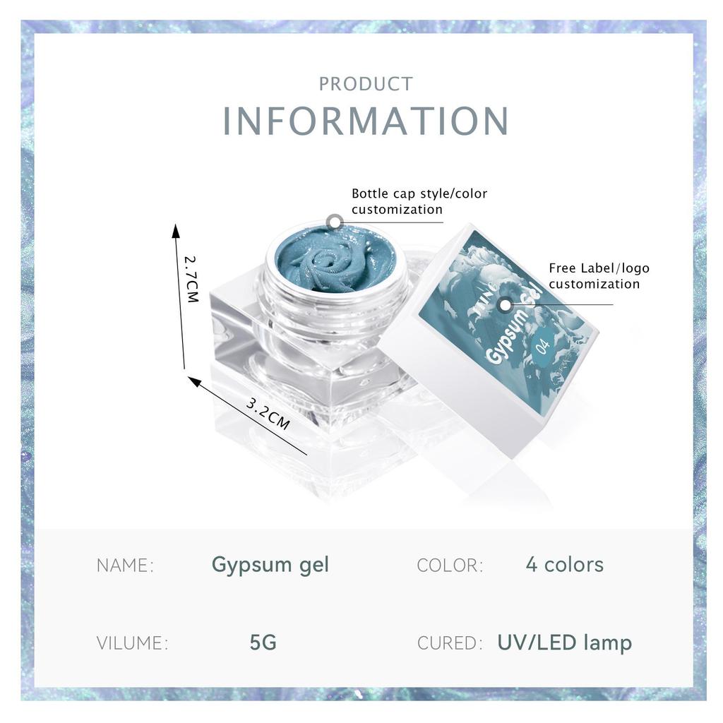 JTING Natural Resin Hot Popular Nail Art 4 Colors Gypsum Gel Nail Polish Set with 5ml Jars OEM Create Your Own Brand