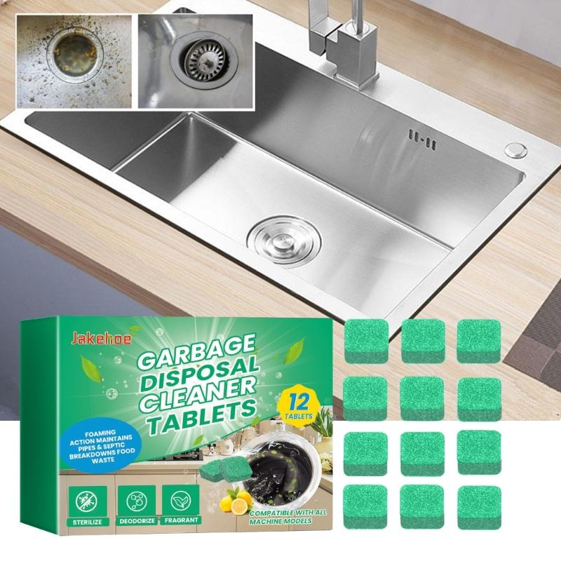 Garbage Disposal Cleaner Tablets Convenient Household Cleaning Solution 12pcs Cleaning Sheets Trash Disposers