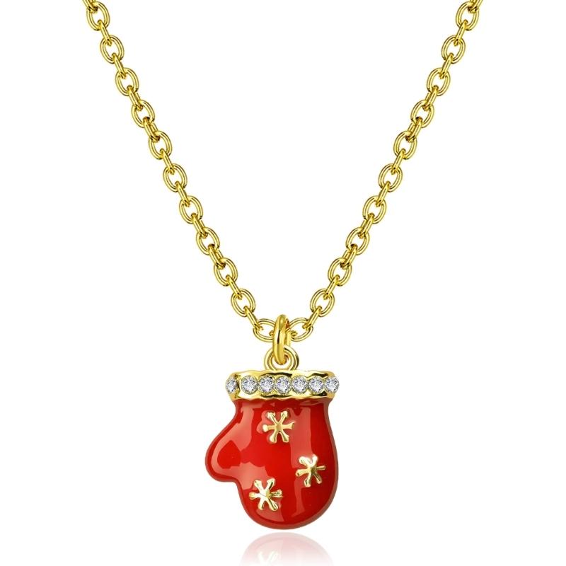 Colar Festivo de Cobre com Pedras Strass Sino de Veado Ornamento Pingente de Festa de Natal Corrente para Presentear