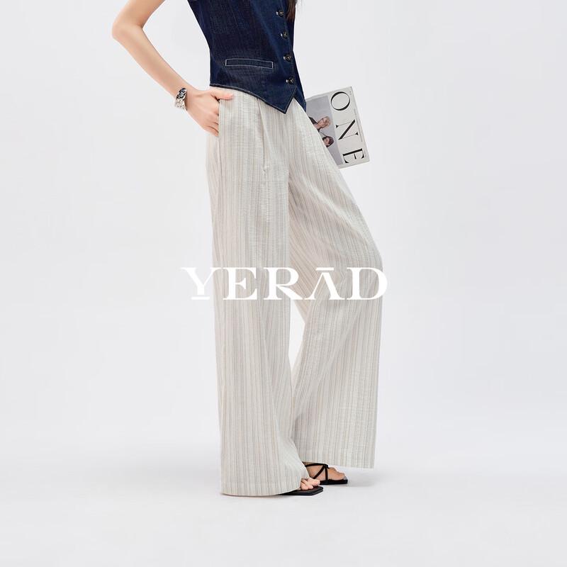 YERAD Old Money Style Draped Wide-Leg Striped Pants S