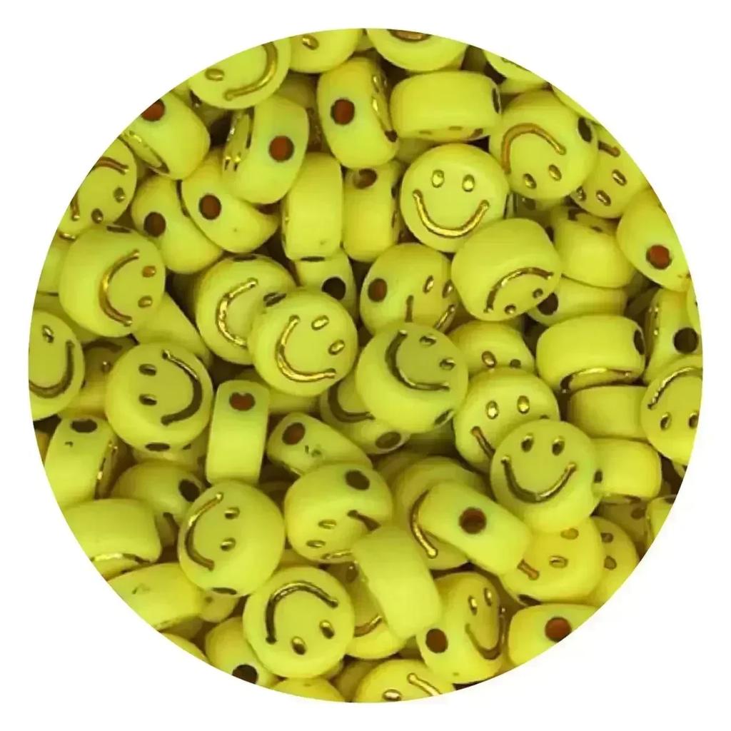 100-500PCS Mixed Colorful Acrylic Happy Face Beads Acrylic Smiling Face Spacer Beads for Bracelet Necklace DIY Jewelry Making