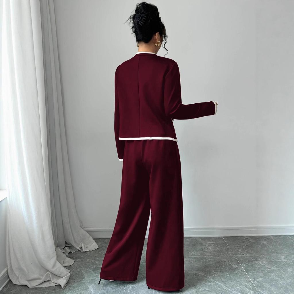 Chic Red Slimming Women's Suit: French-Korean Style
