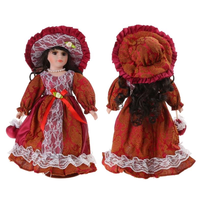 Collectible Victorian Doll Porcelain Doll Ceramic Female Doll Delicate Realistic Doll Desk Display Centerpieces
