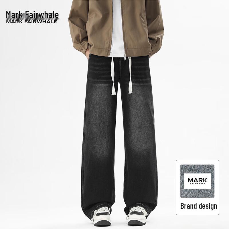 Mark Fairwhale Men s Washed Loose Straight Wide-Leg Jeans M