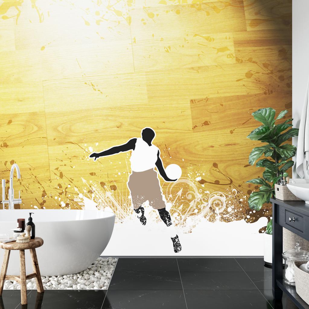Photomural Basketball Player On A Background Of Planks Structural Vinyl 104x70.5