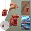 Highland Cow Car Hanging Ornament Acrylic Scottish Highland Cow Car Mirror Hanging Accessories Farm Animal Lover Gift,3.54in
