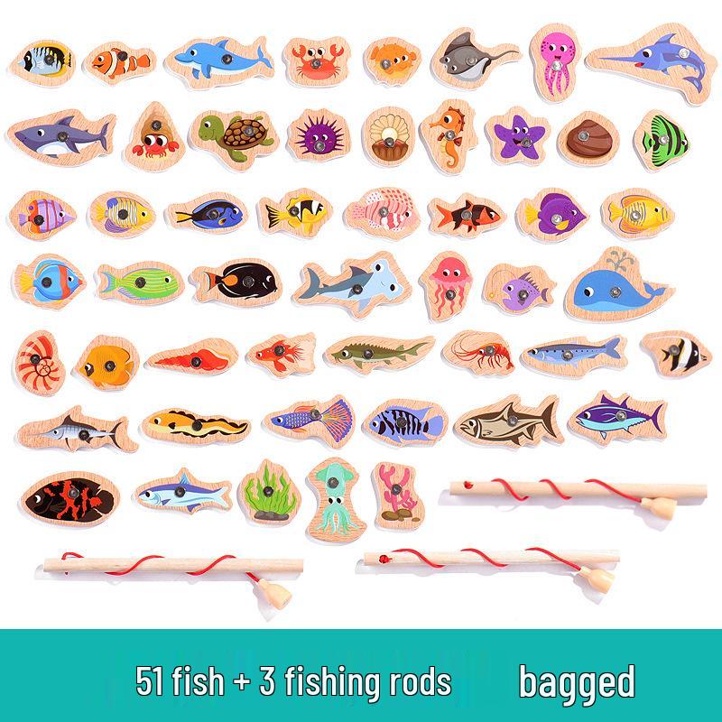 Magnetic Wooden Ocean Fishing Game for Kids - Educational Fun for Boys and Girls