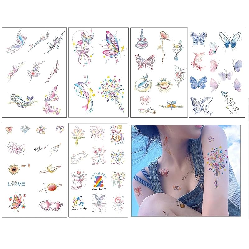 

MOICUU tattoo sticker tattoo tattoo[ Set of 6] Body seal long lasting waterproof Easy to apply tattoo stickers men s ladies Easy to apply on arms,